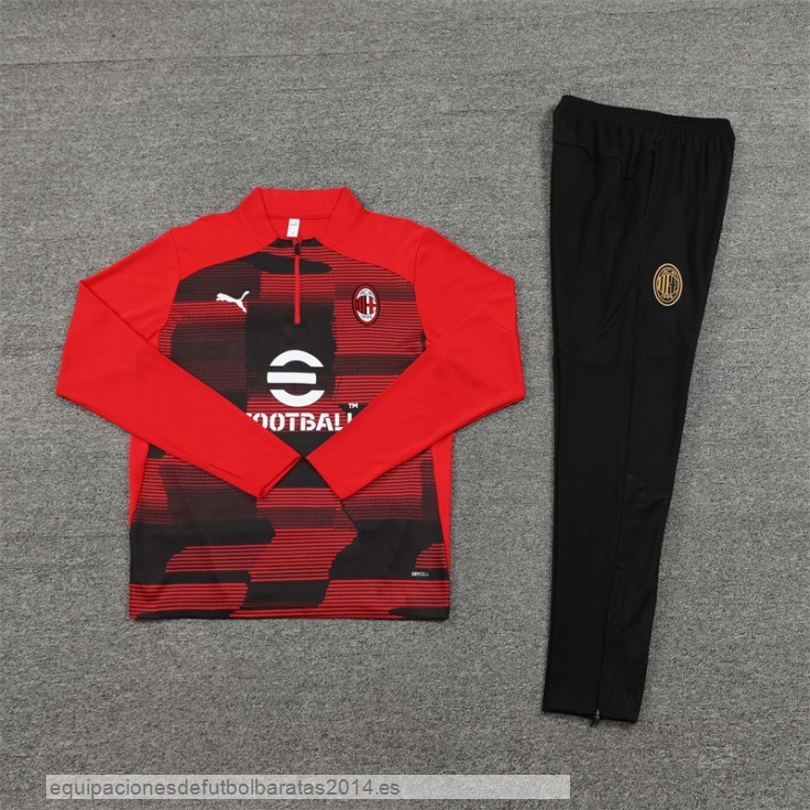 Nuevo Conjunto Completo Sudadera Entrenamiento AC Milan 24/25 Rojo Negro Baratas